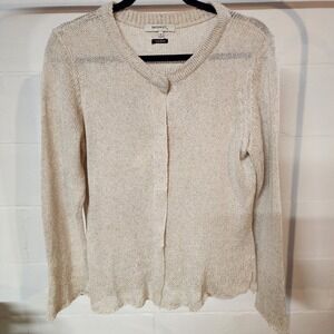 Sandwich Linen Blend Cardigan Sweater Beige Size M Button Front Knit
